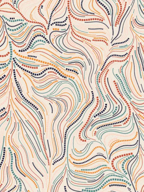 Current design 573c: mid-century ribbon flow art print in the Terracotta Sun palette, size fine, flow curling
