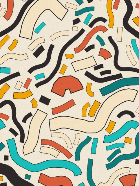Current design 5a1e: mid-century ribbon flow art print in the Mid-Century palette, size huge, flow curling