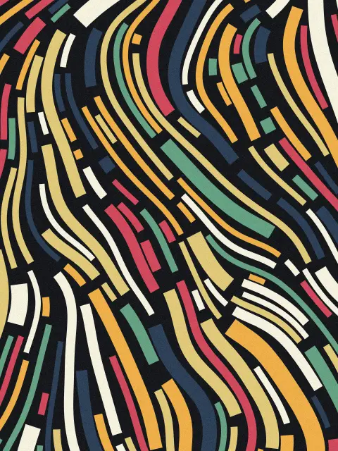 Current No. 2: mid-century ribbon flow art print in the Night Garden palette, size large, flow calm