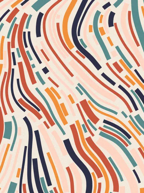 Current No. 1: mid-century ribbon flow art print in the Terracotta Sun palette, size large, flow calm