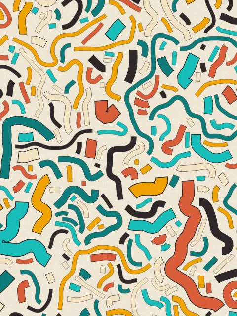 Current design a164: mid-century ribbon flow art print in the Mid-Century palette, size large, flow turbulent