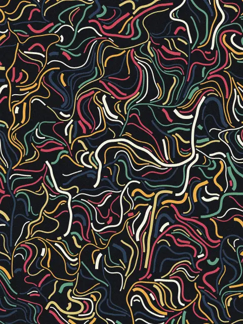 Current No. 6: mid-century ribbon flow art print in the Night Garden palette, size fine, flow turbulent