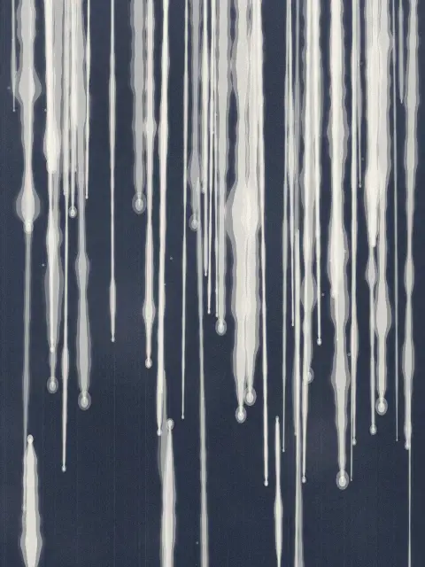 Drip No. 1: moody dripping paint abstract art print in the Slate & Cream palette, density dense, balance top heavy