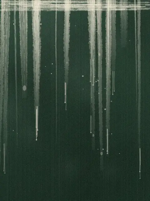 Drip design 801d: moody dripping paint abstract art print in the Forest palette, density medium, edges rough