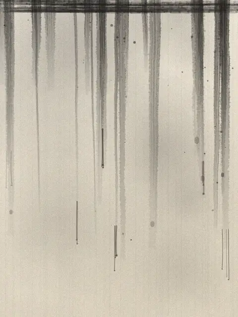 Drip design 8fa9: moody dripping paint abstract art print in the Ink on Bone palette, density medium, edges rough