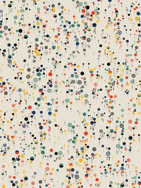 Drizzle design e395: graphic rain line art print in the Morning Tide palette, density swarm, spread 4