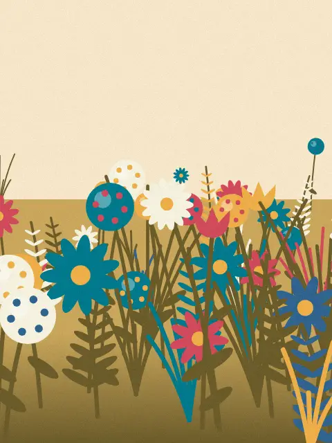 Fronds design 15dc: botanical fronds art print in the Late Summer palette, flora wild, density sparse