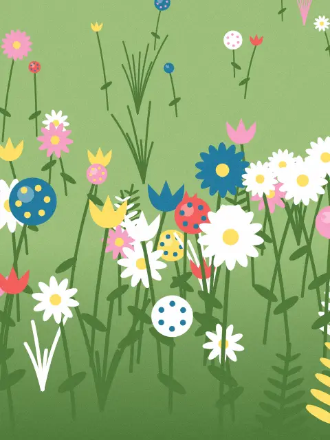 Fronds design 3287: botanical fronds art print in the Spring palette, flora mixed, density sparse