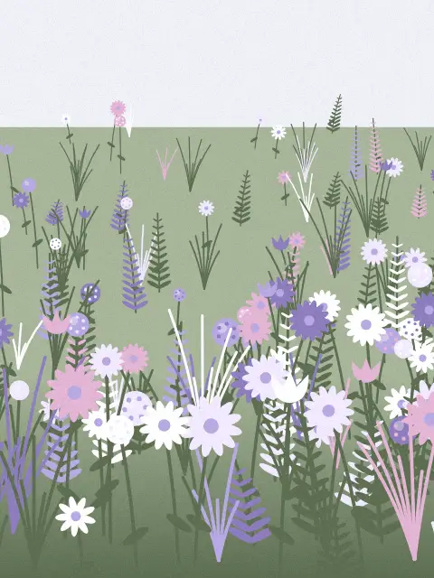 Fronds design c42f: botanical fronds art print in the Lavender palette, flora wild, density lush