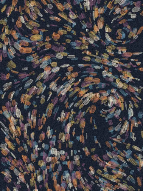 Gyre No. 1: swirling abstract brushstroke art print in the Night Wind palette, system twin gyres, strokes gusts