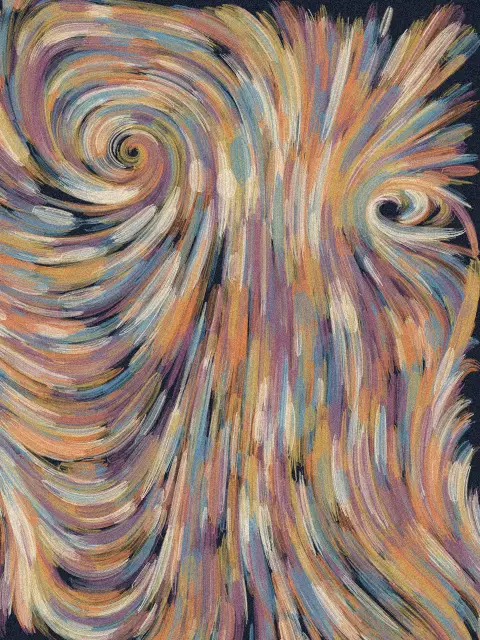 Gyre No. 5: swirling abstract brushstroke art print in the Night Wind palette, system twin gyres, strokes jetstream