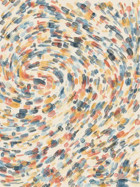 Gyre design 7a51: swirling abstract brushstroke art print in the Seaside palette, system twin gyres, strokes gusts