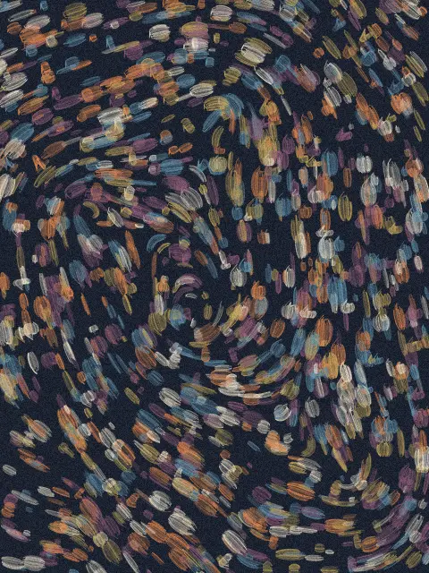 Gyre No. 3: swirling abstract brushstroke art print in the Night Wind palette, system front system, strokes gusts