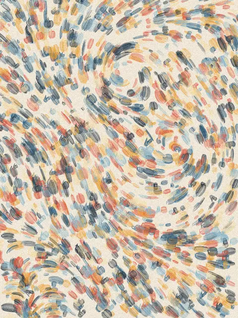 Gyre design db46: swirling abstract brushstroke art print in the Seaside palette, system twin gyres, strokes gusts