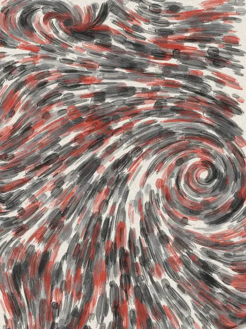Gyre No. 2: swirling abstract brushstroke art print in the Ink Storm palette, system single gyre, strokes currents