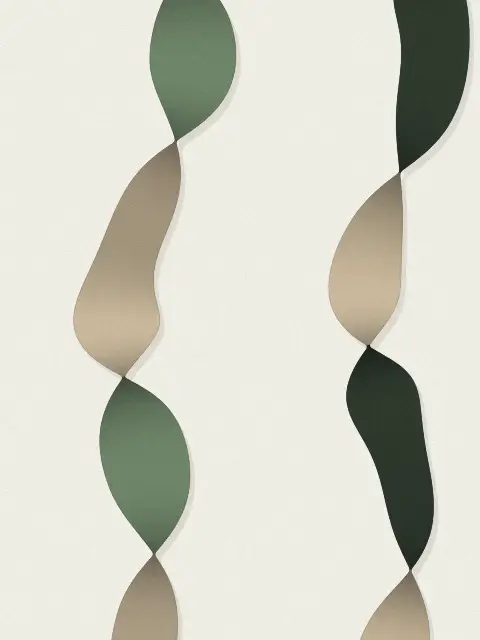 Ribbon design 654c: folded ribbon abstract art print in the Sage Linen palette, ribbons pair, twist twisting