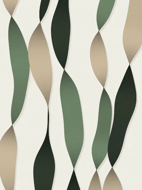 Ribbon design 68bf: folded ribbon abstract art print in the Sage Linen palette, ribbons cascade, twist soft folds