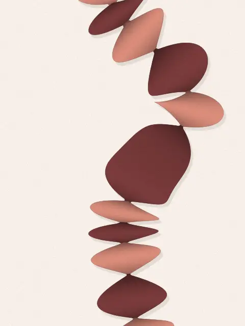 Ribbon design c08f: folded ribbon abstract art print in the Blush palette, ribbons single, twist tight turns
