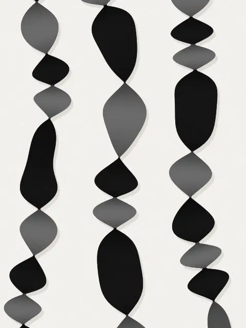 Ribbon design c9b6: folded ribbon abstract art print in the Monochrome palette, ribbons trio, twist tight turns
