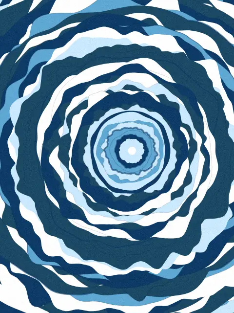 Rings No. 2: tree ring abstract art print in the Glacier palette, shape round, age mature