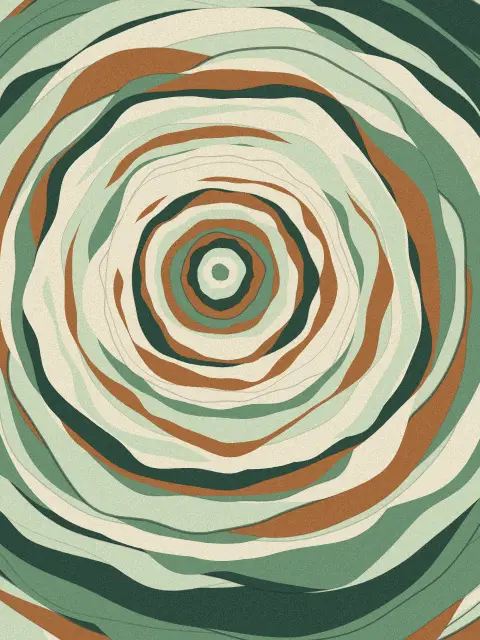 Rings design c2fb: tree ring abstract art print in the Moss palette, shape free form, age mature