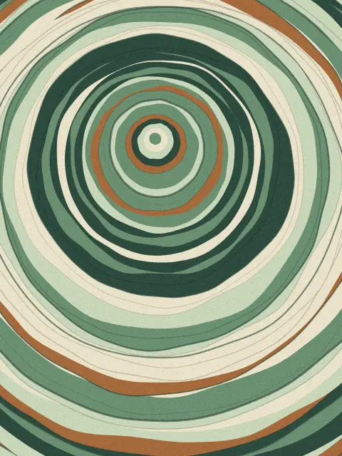 Rings design dd9e: tree ring abstract art print in the Moss palette, shape round, age mature