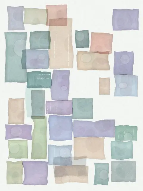 Tilewash No. 3: watercolor grid abstract art print in the Sea Salt palette, grid classic, paper breathing