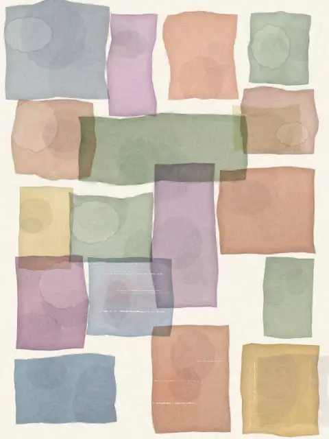 Tilewash No. 1: watercolor grid abstract art print in the Linen Morning palette, grid sparse, paper full