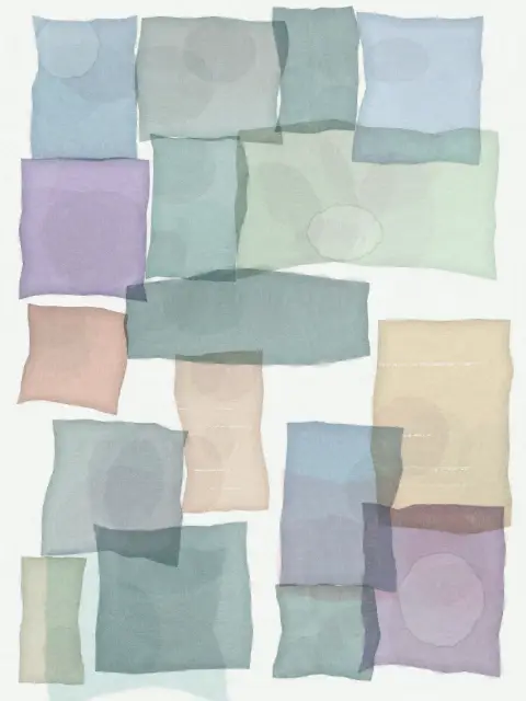 Tilewash No. 2: watercolor grid abstract art print in the Sea Salt palette, grid sparse, paper full