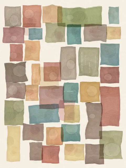 Tilewash design 505e: watercolor grid abstract art print in the Harvest Market palette, grid classic, paper full