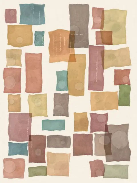Tilewash design c401: watercolor grid abstract art print in the Harvest Market palette, grid classic, paper full