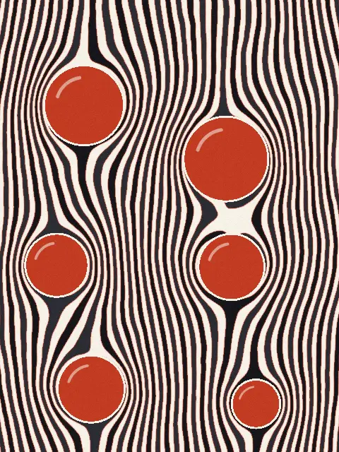 Waves design c140: stream flow abstract art print in the Inkwell palette, direction downstream, stones scattered