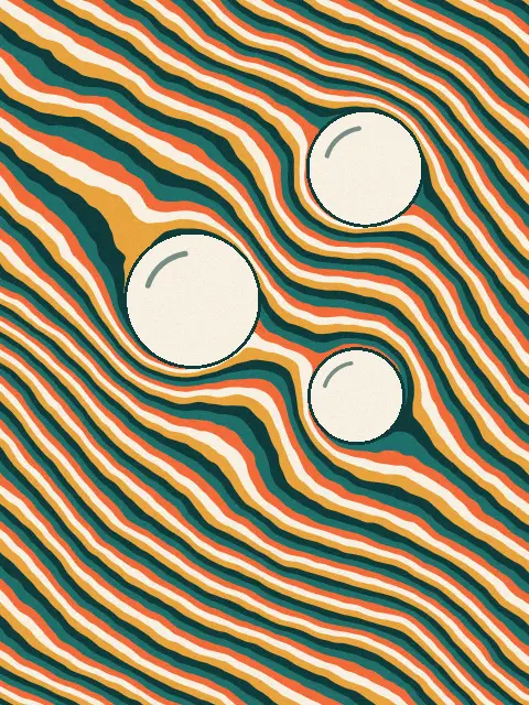 Waves design c32e: stream flow abstract art print in the Koi Pond palette, direction diagonal, stones few